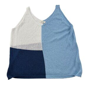 SPLA Blue White & Navy‎ Color Block Knit Tank Top Size 3X